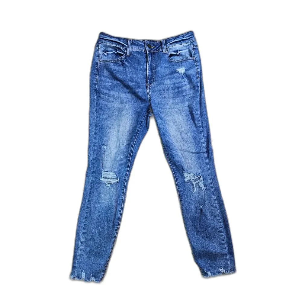 SO High Rise Distressed Jeggings Medium Wash Skinny Jeans Women’s 30x26